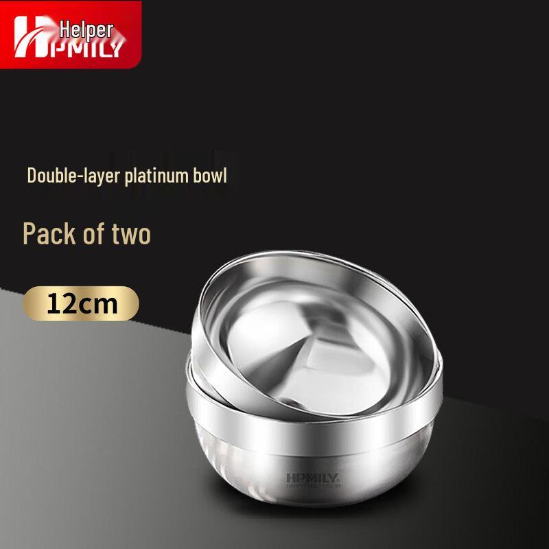 HPMILY Double-Layer 304 Stainless Steel Insulated Bowl