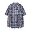 Trendy Brand | Retro Beauty Tide Short-sleeved Shirt Men's and Women's Summer New Tie-dye Niche Plaid Loose Shirt
