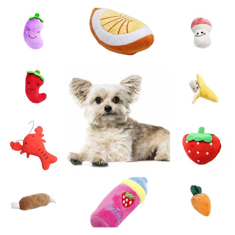 Food Dog Simulation Sound Plush Toy Pet Accessories Teeth Grinding Play Gift