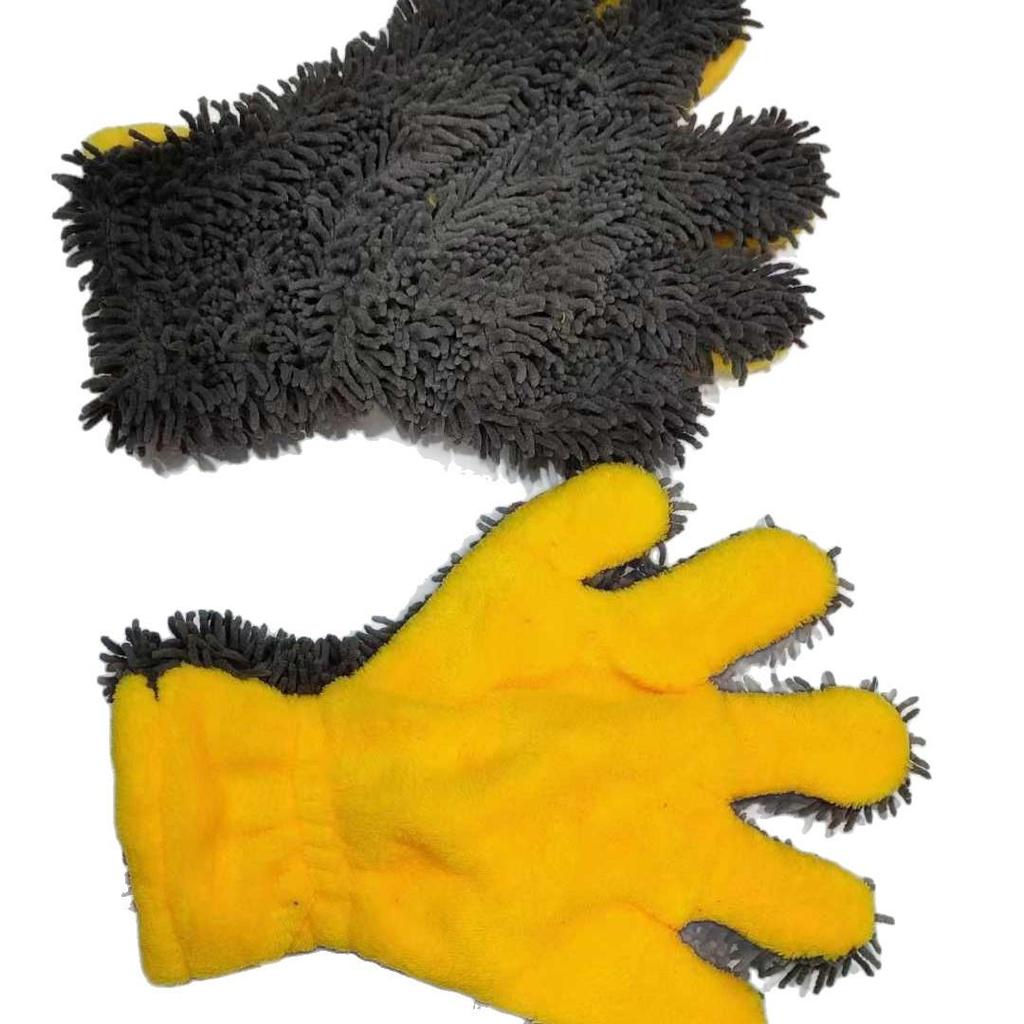Bear Paw Five-Finger Car Wash & Motorcycle Plush Mesh Gloves