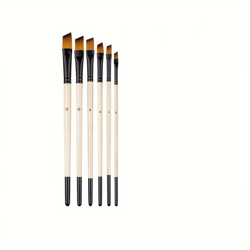 

A Set of 6 Oil Brushes for Students Including Watercolor Brushes Pigment Brushes Nylon Bristle Wood Powder and Water Brushes
