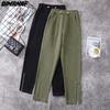 DIMANAF Women Cothing Cotton Long Pants Black Oversize Pants Elastic Waist Vintage Casual Lady Loose Trousers Autumn Winter 2021