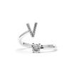 Ring - LUXENTER - Alphabet - Letter V - Rhodium-plated - Adjustable Size - Silver-colored