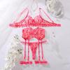 Women's Sexy Embroidery Bra Set Push-up Underwired Lingerie Set Sheer Thin Bra Set