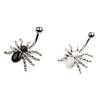 316L Surgical Steel Spider Rhinestone Navel Ring White/Black Dangle Body Piercing Belly Button Rings