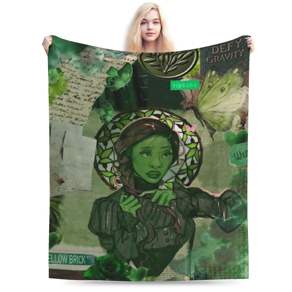 Elphaba Wicked For Good Flannel Blanket Defy Gravity Fashion Throw Blanket for Sofa Bedding Lounge 150*125cm Bedspread