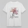 Women's Oversize T-Shirt Pink Floral I Love You Printed Tee Short Cotton White
