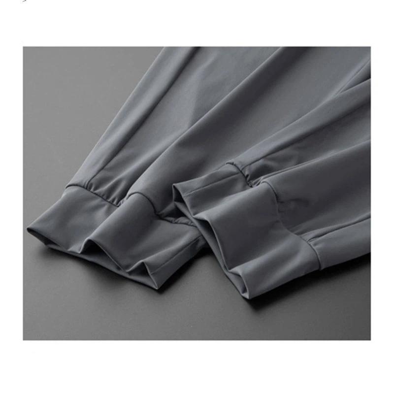 Men's High Stretch Ice Silk Casual Pants Summer Quick Dry Joggers With Zipper Pockets