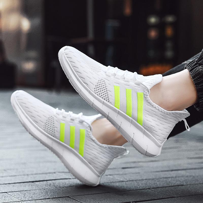 

Популярные сверхлегкие повседневные спортивные туфли с плетеным ворсом, летние мужские туфли с одинарной сеткой, дышащие сетчатые кроссовки для бега среди молодежи 45 белый