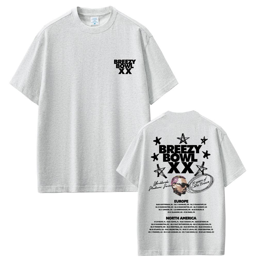 Hot Sale New Chris Brown Breezy Bowl XX Tour 2025 T Shirt Unisex Women Hip Hop Pop Music Tshirts Unisexs Fashion Rap Retro T Shirts
