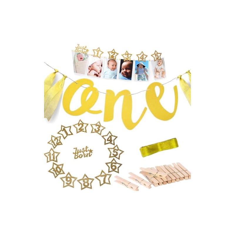 LIKENNY 1. Geburtstag Girlande Dekoration Set, ONE/Stern, 2 Arten, Baby Mädchen/Junge, HAPPY BIRTHADAY, Fotoshooting, Gedenkfeier, Wand