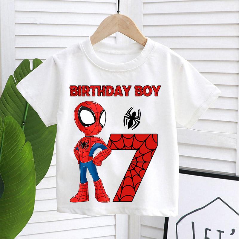 Childrens Spider Man High Quality Summer Childrens Tshirt Made of Breathable Fabric for 19 Birthday Parties