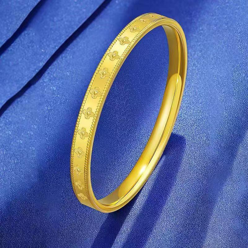 Классический Позолоченный Латунный Браслет-Браслет Четырехлистник - Женский Счастливый Ювелирный Подарок 6mm Closed Bracelet Size 58