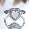 Trendy White Opal Crystal Love Heart Stone Vintage Silver Color Wedding Bands Engagement Rings For Wome Jewelry