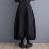 Retro Linen Elastic Waist Was Thin Loose Bloomers Color Carrot Pants Women