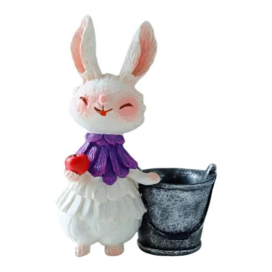 

Великодній Кролик Фігурка Смола Мультяшна Статуетка Кролика Скульптура Тварини Дім Офіс Внутрішній A фіолетовий