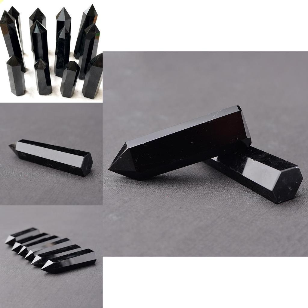 Elegant And Timeless 100% Natural Obsidian Black Quartz Crystal Stone Point Healing Hexagonal Wand