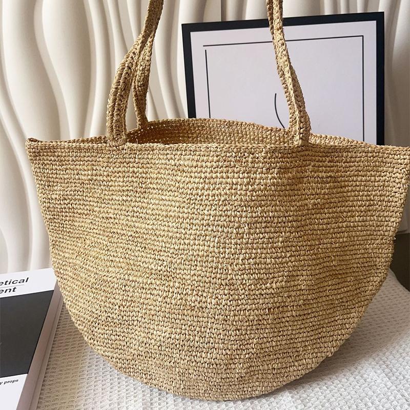 

Bohemia Raffia Hand-crocheted Shoulder Bag Flower Weaving Bags Casual Beach Vacation Handbag For Women Large Capacity Bucket Bag