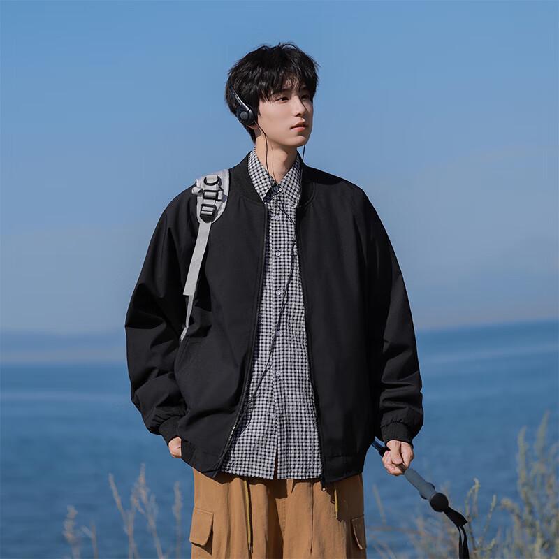 VUUG Men's Japanese Retro Casual Loose Baseball Jacket