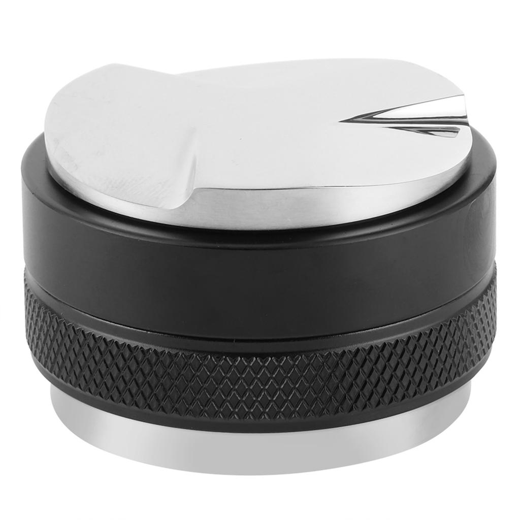 Dual Head Coffee Distributor Leveler Tool Adjustable Coffee Powder Tamper with 3 Angled Slopes Flat BaseBlack 58mm