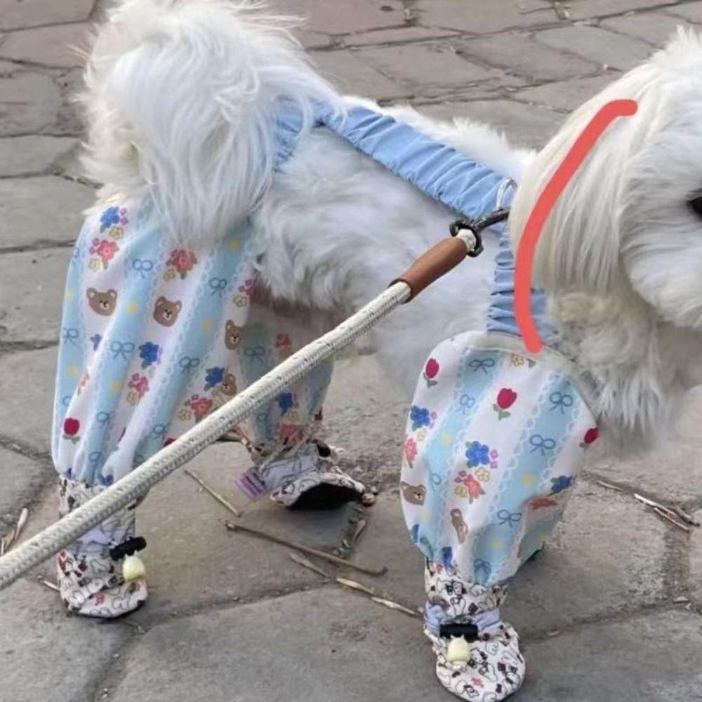 Polyester Dog Four Legged Pants With Shoes Dog Leg Protection Pants  Summer