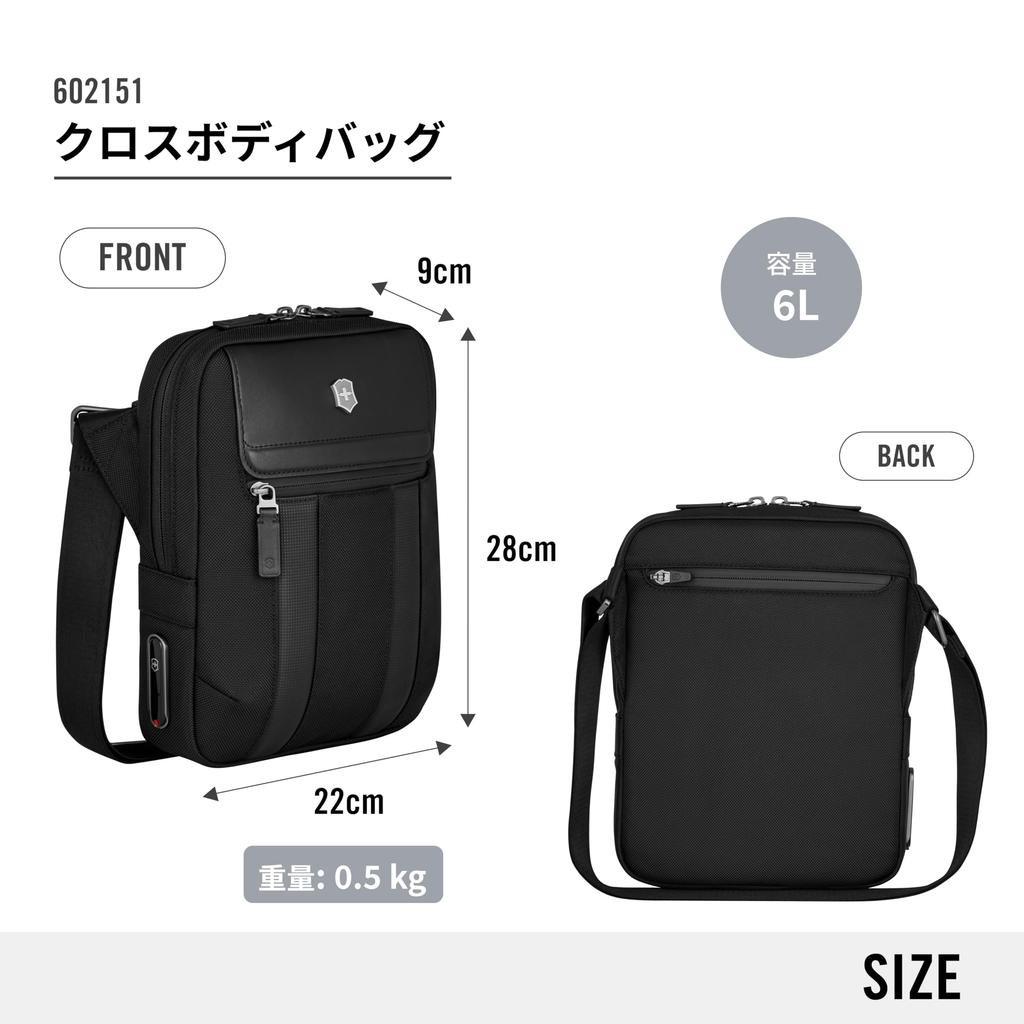 Victorinox Architecture Urban2 Crossbody Bag with Tablet Shoulder and 6L Black 10-inch Pocket, Strap, Compartment, Multi-Tool Handle, Capacity,