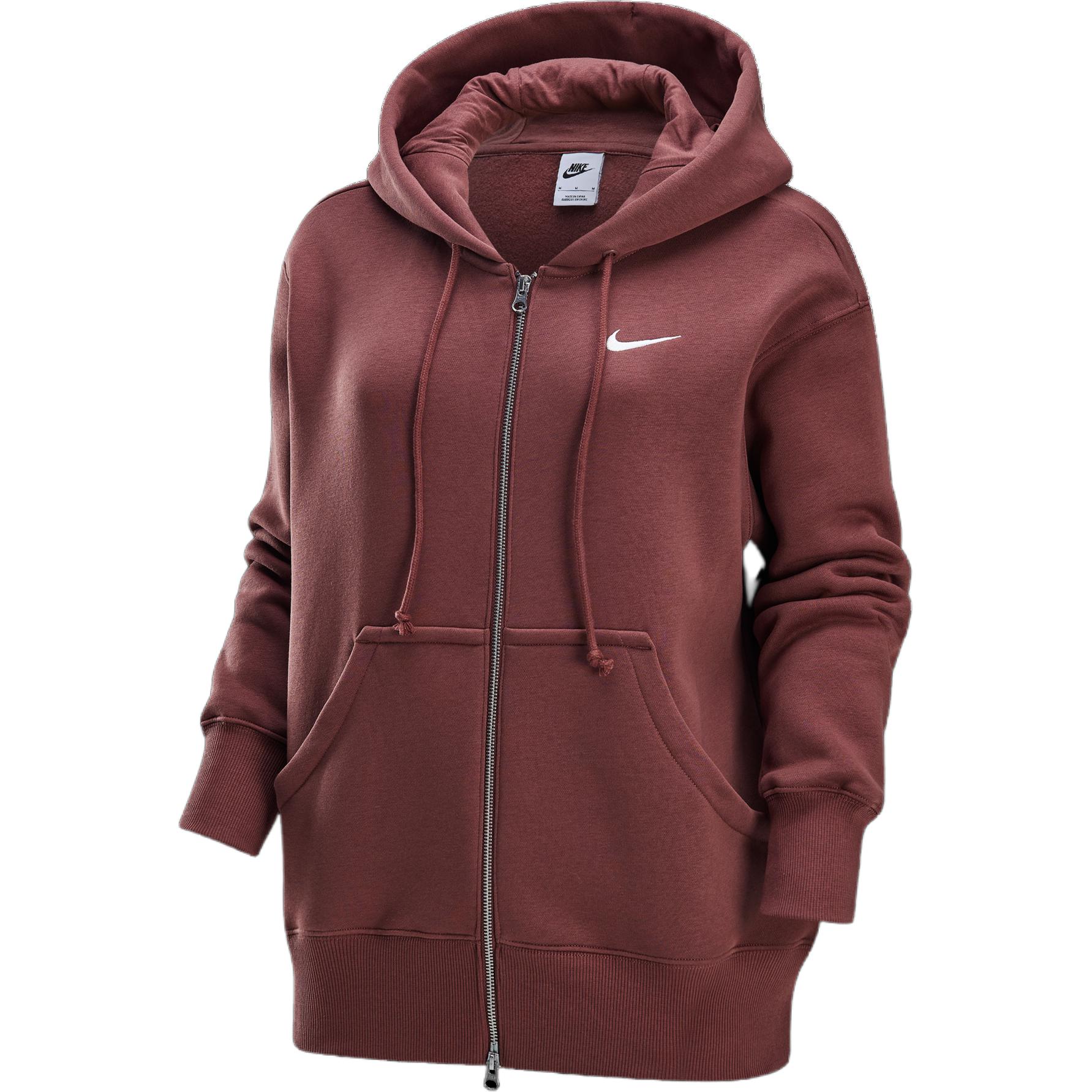 Nike Sportswear Phoenix Fleece Oversized Full-Zip Hoodie Women Red Sepia Sail DQ5759-218 M