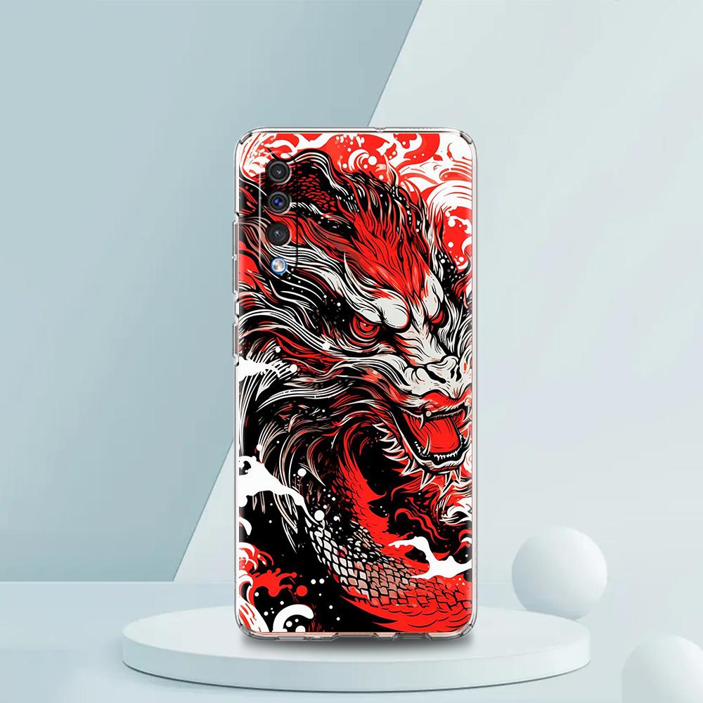 Transparent Phone Case for Samsung Galaxy A16 A14 A12 A22 A24 A42 A06 A20 A30 A40 Soft TPU Cover Illusory Color Chinese Dragon