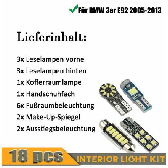 LED Interior Light Kit License Plate Light Bulbs for BMW E90 3 Series 2005-2013