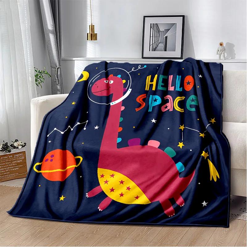Desenho animado dinossauro espaço fofo dinossauro crianças cobertor de pelúcia macio, cobertor de flanela cobertor para sala de estar quarto cama sofá crianças