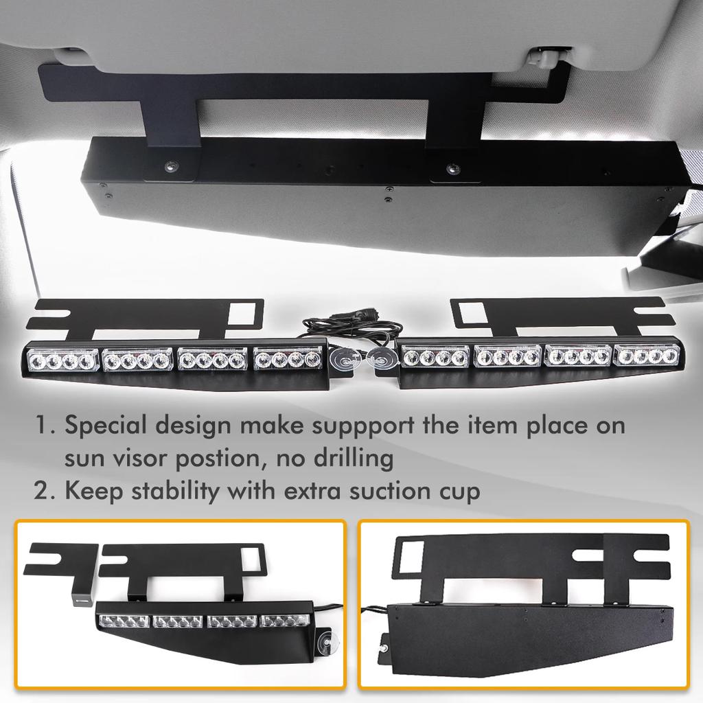 32 LED Emergency Strobe Lights Visor Safety Warning Hazard Dash Windshield Light for Volunteer Vehicles Trucks