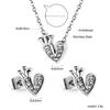 Fashion Versatile Sticky Diamond Jewelry Small Fresh Crown Heart Pendant Necklace Small Earrings Stainless Steel Jewelry Set Women