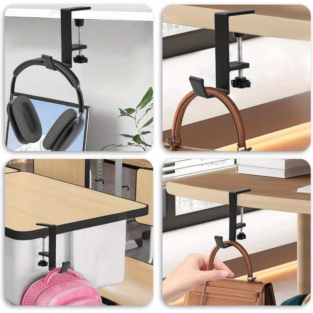 Non-Slip Metal Adjustable Desktop Hook - Ideal for Hanging Backpacks, Handbags, Headphones Wallets No-Drill Installation, Perfect for Home, Office