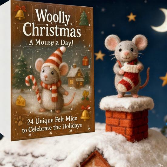 2025 Felt Mouse Advent Calendar 24-Day Christmas Countdown with Handmade Felt Mice Ornaments Holiday Keepsakes for Home Decor Collectors