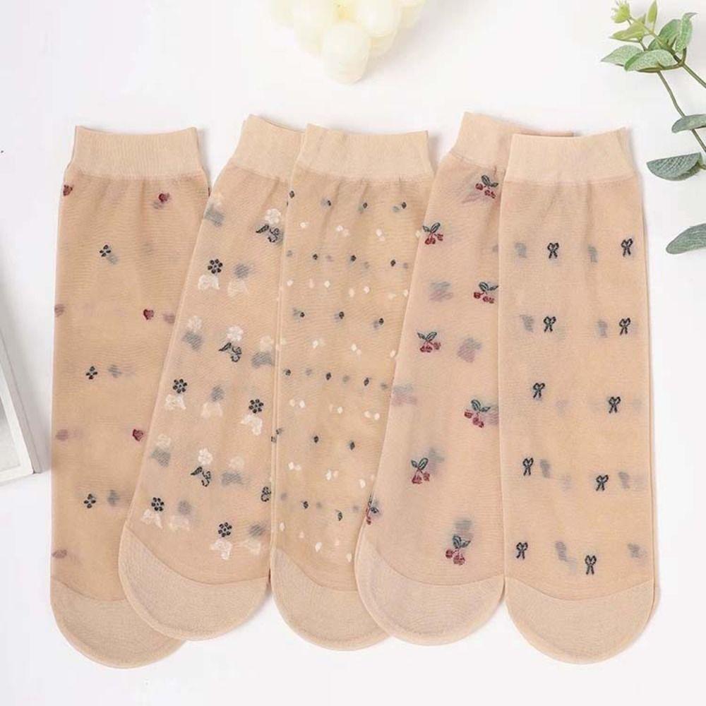 

10Pairs Ultra-thin Women Invisible Socks Transparent Silk Sheer Socks Summer White Love