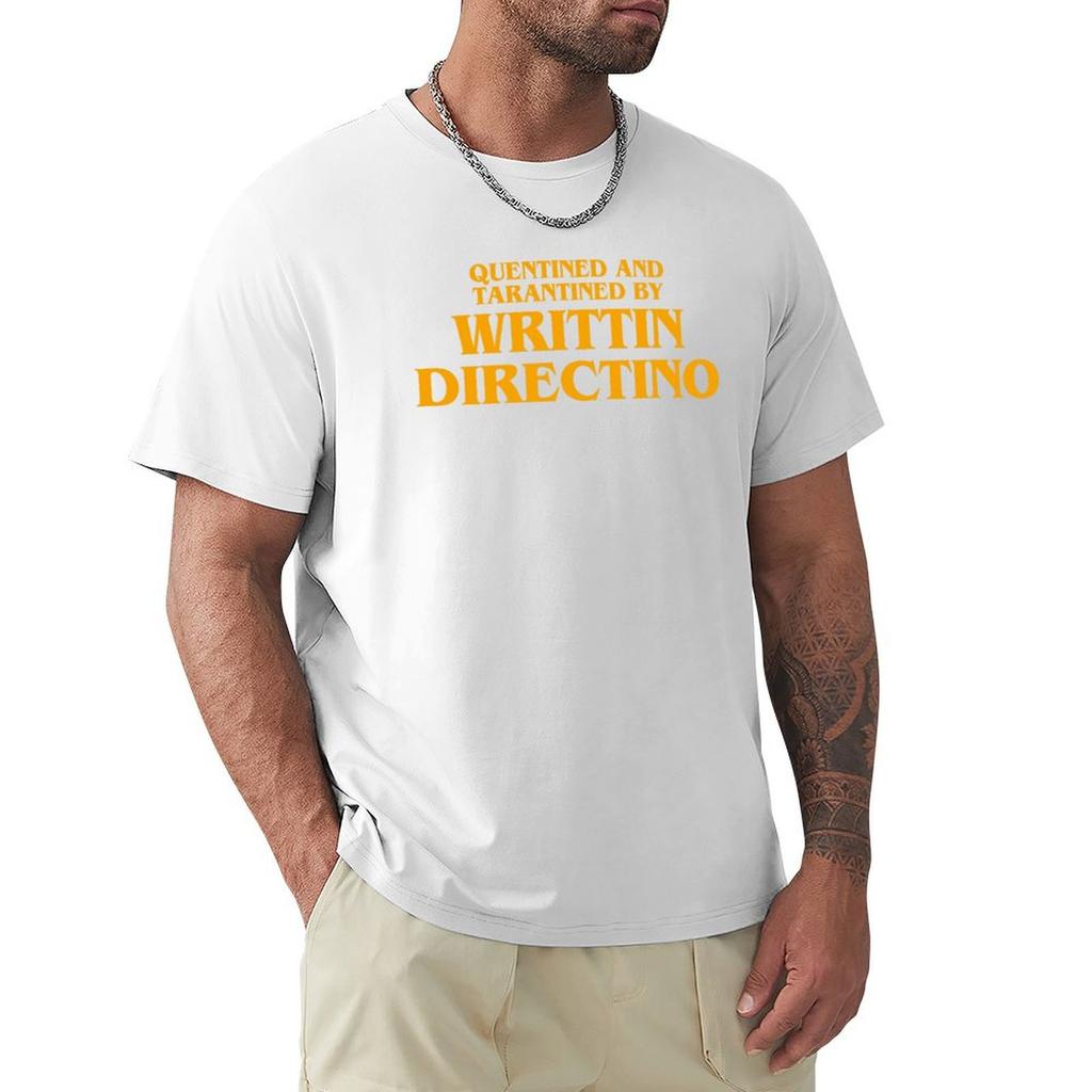 QUENTINED AND TARANTINED BY WRITTIN DIRECTINO ORANGE MEME TShirt Casual All Match Short Sleeve TShirt