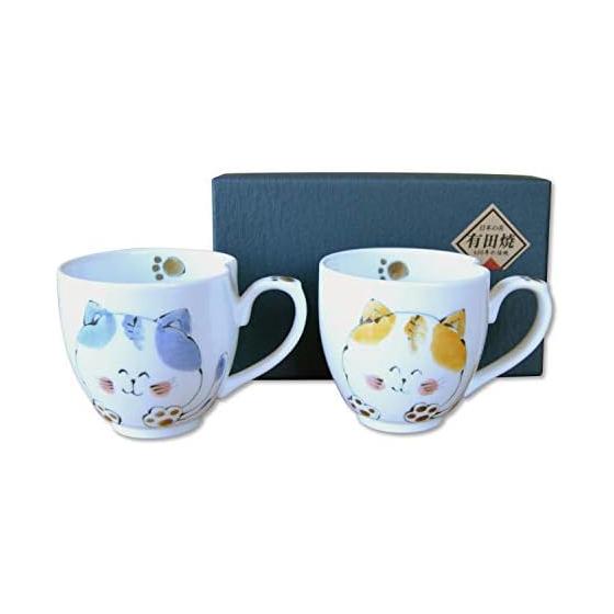 Пара кружек Подарочная коробка Стильная подарочная коробка Arita Ware Cat Meeko Подарочная упаковка Сделано в Японии