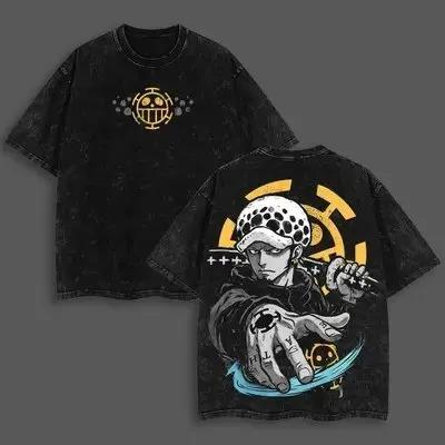 One Piece Zoro Luffy Graphic T Shirt Men Women Vintage Wash Cotton Short Sleeve Tee Summer 2026 Y2k Streetwear Loose Casual Tops
