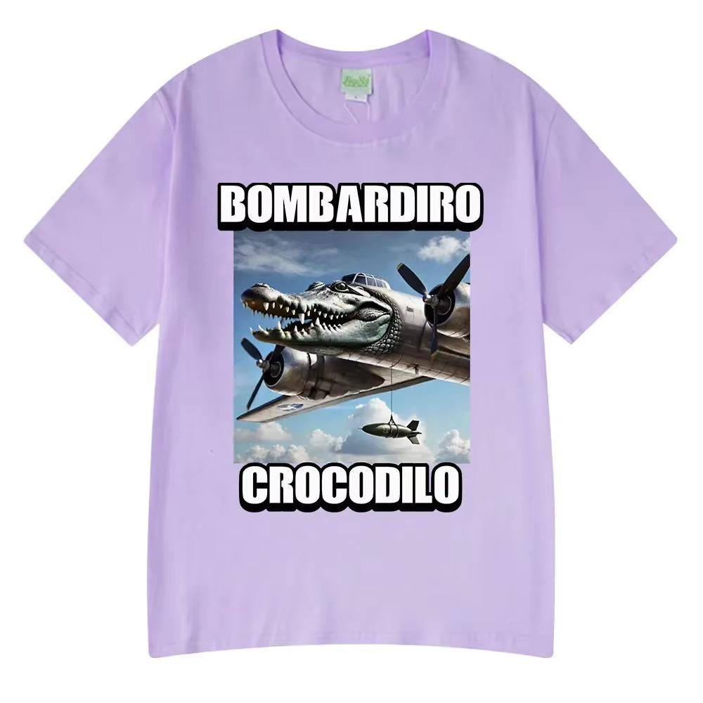 Bombardiro Crocodilo Crocodile Plane Bomber Funny Meme T-shirt Men Women Summer Casual  Comfort Short Sleeve T Shirts Tops