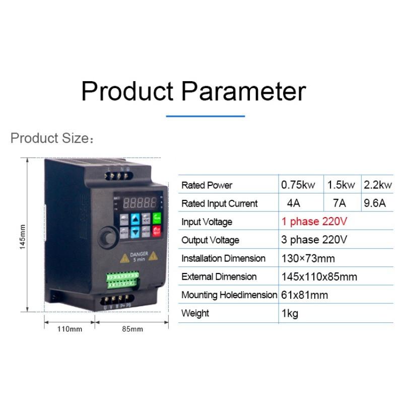 Mini VFD INVERTER 220V 0.75KW/1.5KW/2.2KW 1HP Variable Frequency Drive Converter for Motor Speed Control