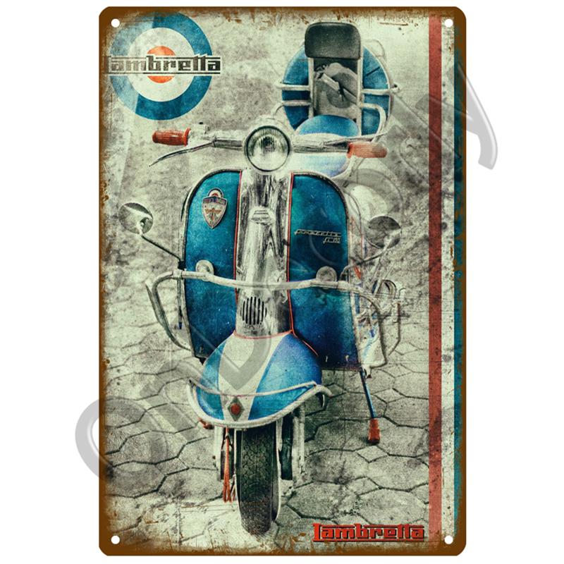 Lambretta Motor Plaque Metal Vintage Tin Sign Shabby Chic Decor Metal Signs Vintage Bar Decoration Metal Poster Pub Metal Plate