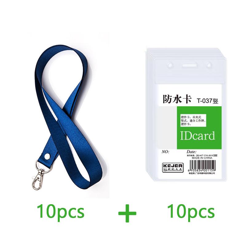10 Pcs Transparent Badge Holder Neck Strap Set Waterproof ID Card Bag Lobster Hook Rop Lanyard For Employee Access Control Card