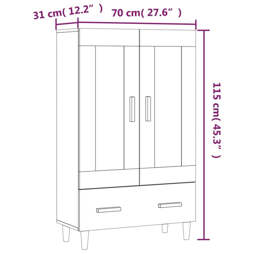 Highboard Smoked Oak 70x31x115 cm Wood Based Panel