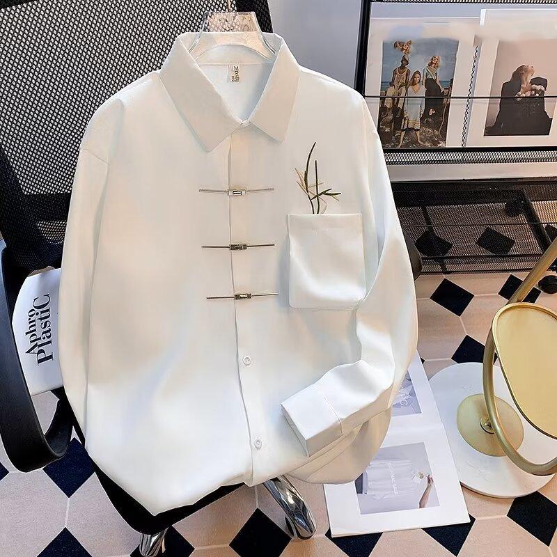 

Мужская винтажная рубашка с длинным рукавом с принтом, рубашка больших размеров, офисная рубашка XS