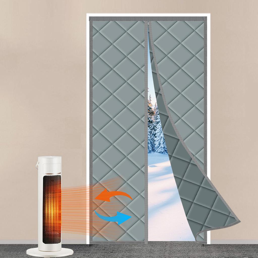Magnetic Thermal Door Curtain Heavy Duty Oxford Fabric Insulated Wind Blocker for French Sliding Glass Doors Easy Install