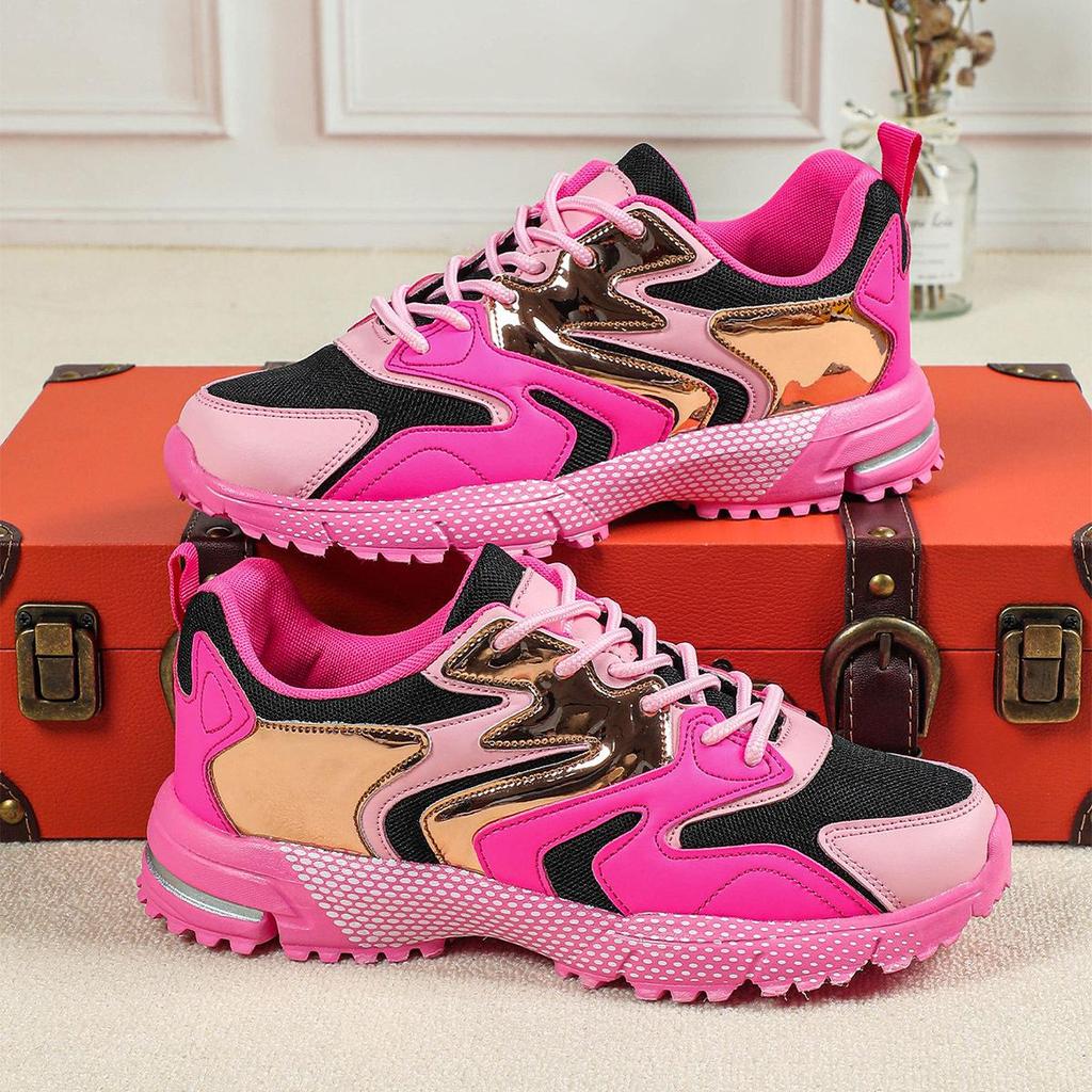 Modne sneakersy casual w stylu color-block z grubą podeszwą dla zwiększenia wzrostu - Unisexowe buty typu 'daddy' w stylu europejskim i amerykańskim