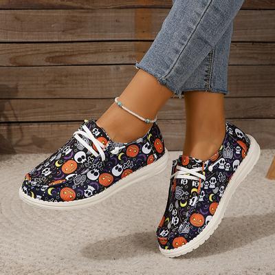 New Flat Bottomed Printed Canvas Shoes, Comfortable Round Toe, Fashionable and Casual Single Shoes for Women