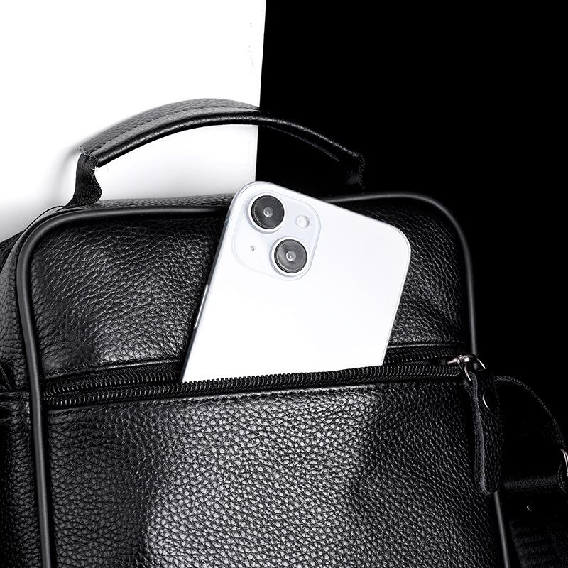 Men's Genuine Leather Crossbody Shoulder Bag - Top Grain Cowhide, Small Storage, Tool Bag