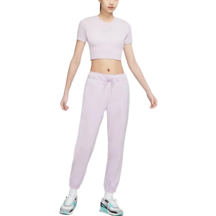 Nike Sportbekleidung Wesentlich Einfarbig Logo Bestickt Kurzarm T-Shirt Damen Oberteile Lila DD1329-530