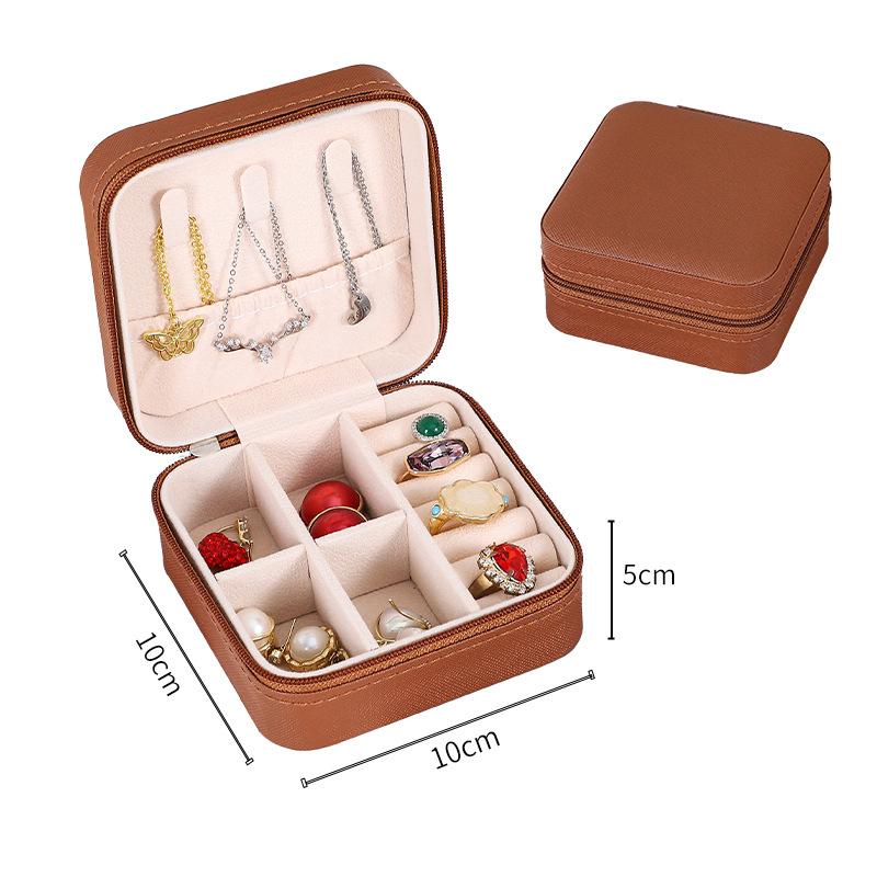 Mini organizzatore di gioielli Portagioie portatile Espositore per gioielli da viaggio Custodia con cerniera Orecchini Collana Scatole portaoggetti per anelli